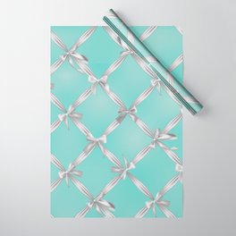White Bows Turquoise Robin's Egg Blue Wrapping Paper | Graphicdesign, Girls, Fashion, Girly, Bedroom, Ribbon, Chic, Classy, Audrey, Trendy 