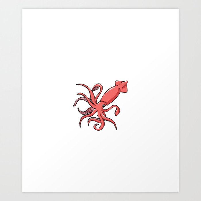 Squid Fish Octopus Kraken Marine Biology Art Print
