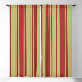 [ Thumbnail: Dark Khaki & Brown Colored Striped Pattern Blackout Curtain ]