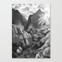 Monochromatic mountain sunrise abstract painting  Canvas Print