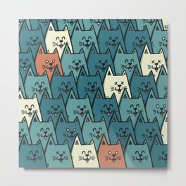 Happy Happy Happy Cats Metal Print | Digital, Cats, Drawing, Green, Cat, Happy, Red, Blue 