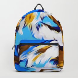 yellow brown and blue spiral painting texture abstract background Backpack