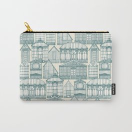 Victorian greenhouses jade Carry-All Pouch | Green, Architectural, Orangery, Ivory, Glasshouse, Gardening, Sharonturner, Victorian, Pattern, Illustration 