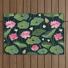 Lotus flowers on water surface Outdoor Rug