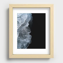 Waves on a black sand beach in iceland - minimalist Landscape Photography Recessed Framed Print