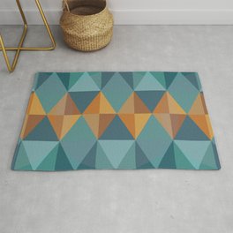 "Steal Teal" Geometric Pattern Teal and Earth Tones Area & Throw Rug