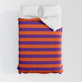 [ Thumbnail: Indigo and Red Stripes Pattern Duvet Cover ]