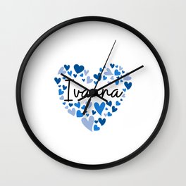 Ivanna, blue hearts Wall Clock