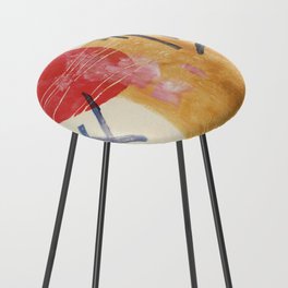 Abstract #20722 | red and yellow geometric shapes Counter Stool