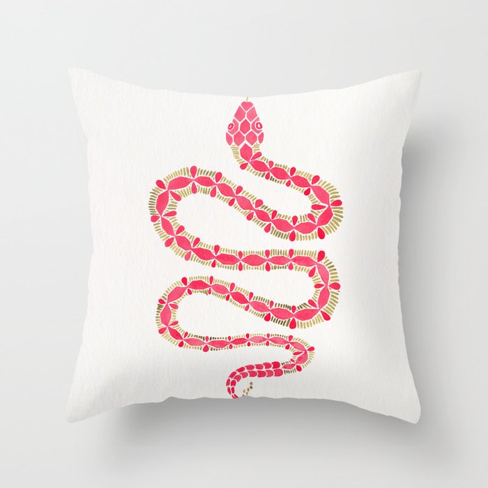 Pink & Gold Serpent Throw Pillow