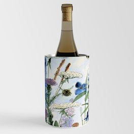 Wildflower in Garden Watercolor Flower Illustration Painting Wine Chiller