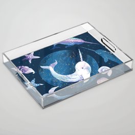Watercolor Narwhal's Dream Acrylic Tray
