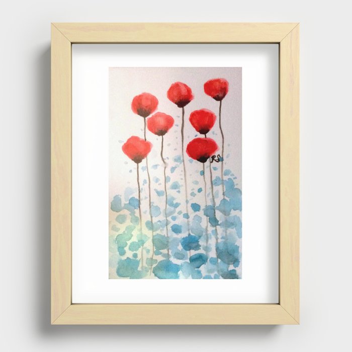 Watercolor Poppies Recessed Framed Print