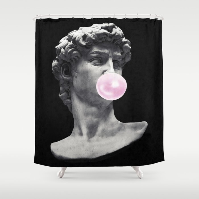 David blowing bubblegum bubble Shower Curtain