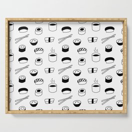 Minimalist Sushi Pattern (black/white) Serving Tray
