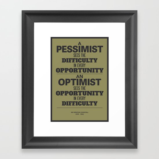 Pessimist / Optimist Framed Art Print