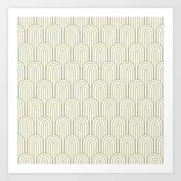 Art Deco Gold Cream & Silver Grey Pattern Art Print