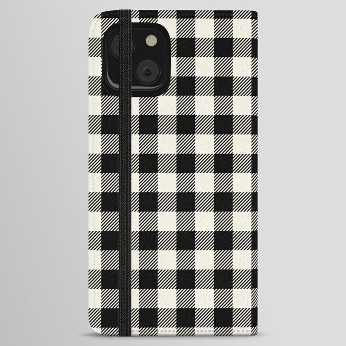 Buffalo Plaid Black and White Gingham Pattern  iPhone Wallet Case