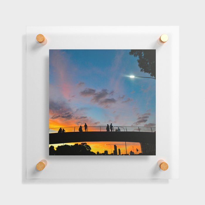 Argentina Photography - Magical Sunset Over The Silhouette Of The Bridge Floating Acrylic Print
