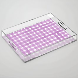 Pink Watercolour Farmhouse Style Gingham Check Acrylic Tray