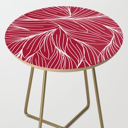 Red Floral Leaves Side Table