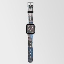 Blue Watercolor Drawing with Black Pattern: Scribble Series 04 Apple Watch Band