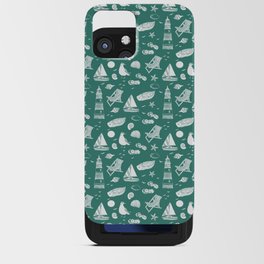 Green Blue And White Summer Beach Elements Pattern iPhone Card Case