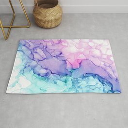 Pink Purple Blue Abstract 2: Original Alcohol Ink Painting by Herzart Area & Throw Rug