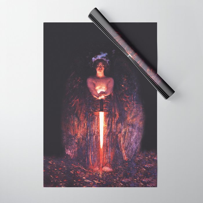 Angel with a flaming sword Wrapping Paper