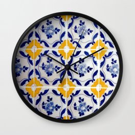 Blue and yellow tile Wall Clock