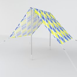 Hand Drawn Lemon Yellow Blue Diamond Argyle Pattern Sun Shade