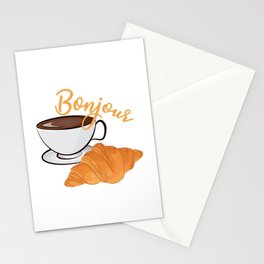 Croissant Coffee Bonjour - French Cafe Stationery Card