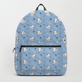 Dog in blue background Backpack