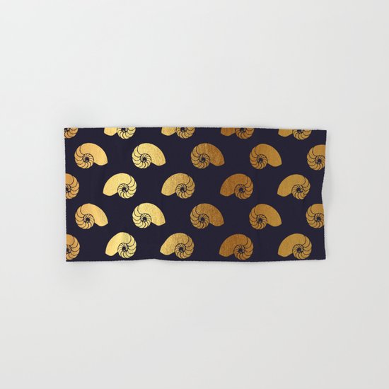 Nautical gold shell Hand & Bath Towel