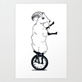 Goat on a Unicycle Art Print