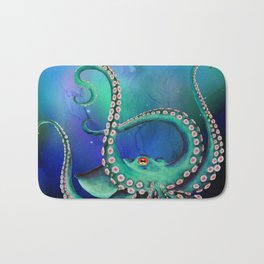 Teal Octopus Nebula Dance Bath Mat