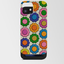 Colorful Flowers Happy Retro Plastic-Look Pattern iPhone Card Case
