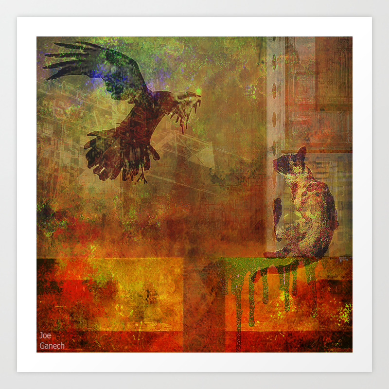 The Loves Of The Cat And The Crow Of London Art Print By Ganech