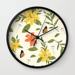 Flowers & Butterflies Wall Clock