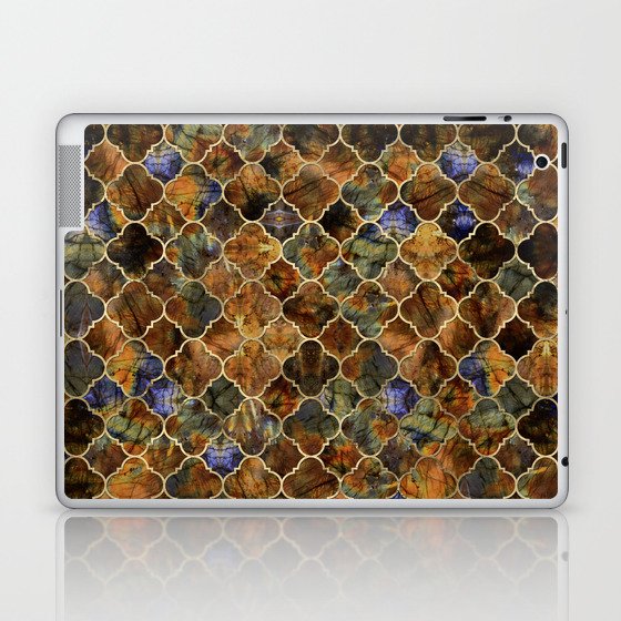 Quatrefoil Moroccan Pattern Brown Labradorite Laptop & iPad Skin
