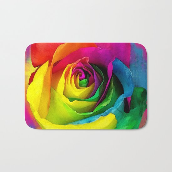 Rainbow Rose Colourful Background Bath Mat