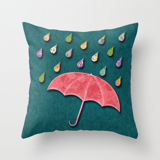 It's raining, it's pouring Throw Pillow