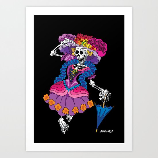 La Calavera Catrina Art Print By Antooons Society6 Portrait of calavera catrina in darkness. la calavera catrina art print by antooons