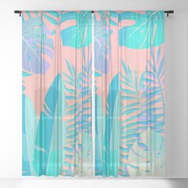 Tropics ( monstera and banana leaf pattern ) Sheer Curtain