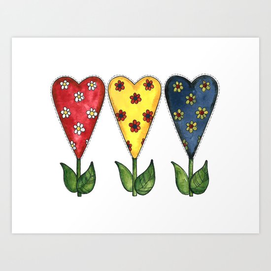 Hearts & Flowers Art Print