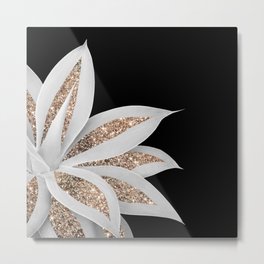 Agave Finesse Glitter Glam #6 #tropical #decor #art #society6 Metal Print | Botanical, Black And White, Color, Faux Glitter, Plant, Minimal, Glitter Print, Photo, Light Gray On Black, Flowering Plant 