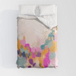 Abstract- `pink, orange, gold Comforter