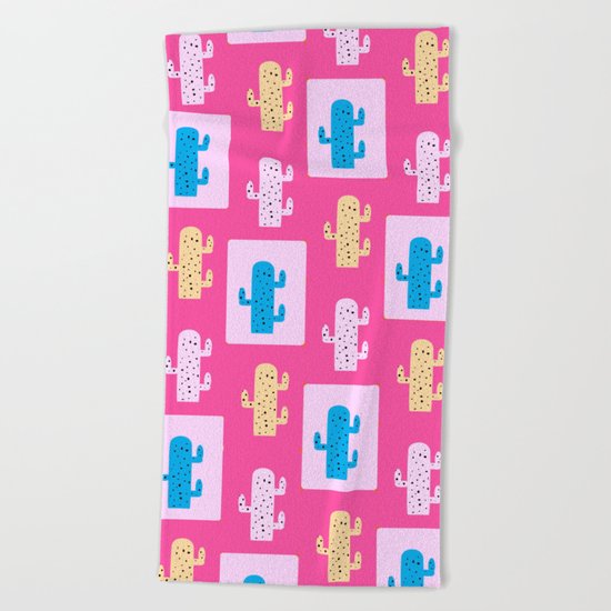 Cacti in pink Beach Towel