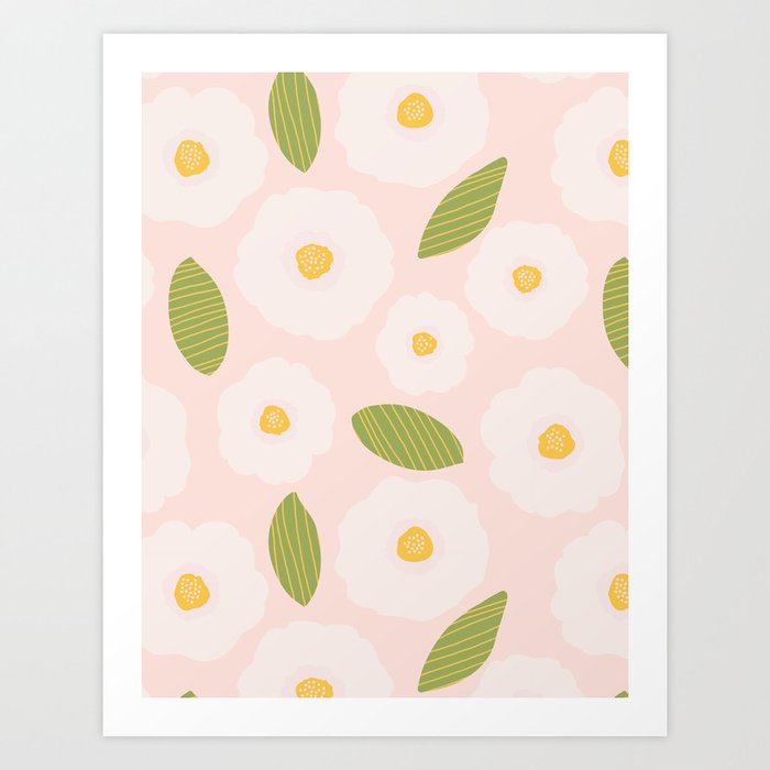 Blush Pastel Abstract Spring Flowers Meadow Art Print