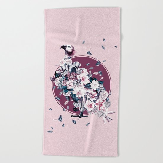 Vulture and Floral Beach Towel